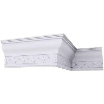 Ekena Millwork 9 1/8"h X 3 3/4"p X 9 7/8"f X 94 1/4"l, (4" Repeat), Woodruff Crown Moulding In White