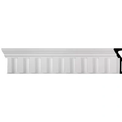 Ekena Millwork 9 3/8"h X 3 1/8"p X 94 1/2"l Dentil Panel Moulding In Off-white