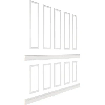 Ekena Millwork 94 1/2"l (adjustable 108"h To 132"h) Ashford Square Panel Stacked Wall Wainscot Paneling Kit In Primed White
