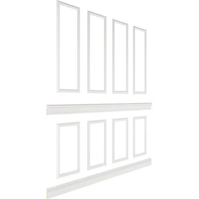 Ekena Millwork 94 1/2"l (adjustable 108"h To 132"h) Ashford Square Panel Stacked Wall Wainscot Paneling Kit In Primed White