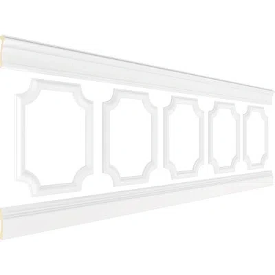Ekena Millwork 94 1/2"l (adjustable 32"h To 36"h) Ashford Scalloped Panel Traditional Wainscot Paneling Kit In Primed White