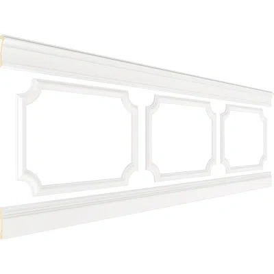 Ekena Millwork 94 1/2"l (adjustable 32"h To 36"h) Ashford Scalloped Panel Traditional Wainscot Paneling Kit In Primed White