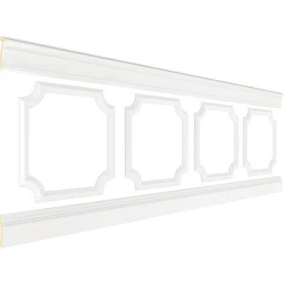 Ekena Millwork 94 1/2"l (adjustable 32"h To 36"h) Ashford Scalloped Panel Traditional Wainscot Paneling Kit In Primed White