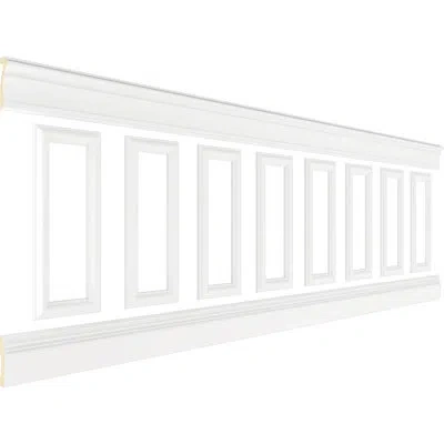 Ekena Millwork 94 1/2"l (adjustable 32"h To 36"h) Ashford Square Panel Traditional Wainscot Paneling Kit In Primed White