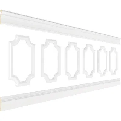 Ekena Millwork 94 1/2"l (adjustable 36"h To 40"h) Ashford Scalloped Panel Traditional Wainscot Paneling Kit In Primed White