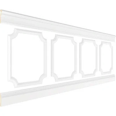 Ekena Millwork 94 1/2"l (adjustable 36"h To 40"h) Ashford Scalloped Panel Traditional Wainscot Paneling Kit In Primed White