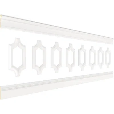Ekena Millwork 94 1/2"l (adjustable 36"h To 40"h) Ashford Scalloped Panel Traditional Wainscot Paneling Kit In Primed White