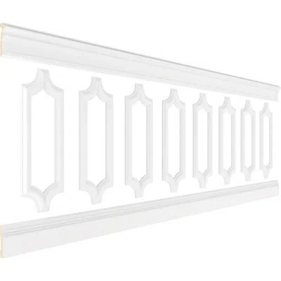 Ekena Millwork 94 1/2"l (adjustable 36"h To 40"h) Ashford Scalloped Panel Traditional Wainscot Paneling Kit In Primed White