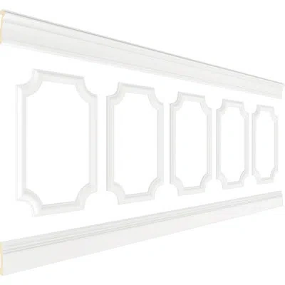 Ekena Millwork 94 1/2"l (adjustable 40"h To 44"h) Ashford Scalloped Panel Traditional Wainscot Paneling Kit In White