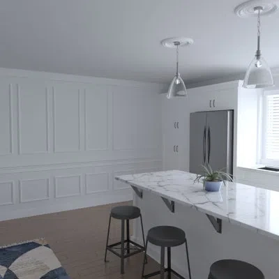 Ekena Millwork 94 1/2"l (adjustable 96"h To 120"h) Ashford Square Panel Stacked Wall Wainscot Paneling Kit In Primed White