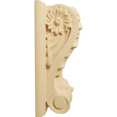 Ekena Millwork Acanthus Block W/ Backplate Wood Corbel In Alder