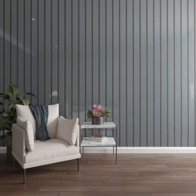 Ekena Millwork Adjustable Acrylic Slat Wall Panel Kit W/ 4"w Slats In Dark Grey