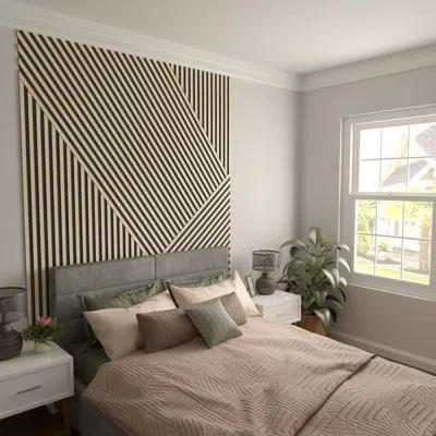 Ekena Millwork Adjustable Wood Slat Wall Panel Kit In Birch