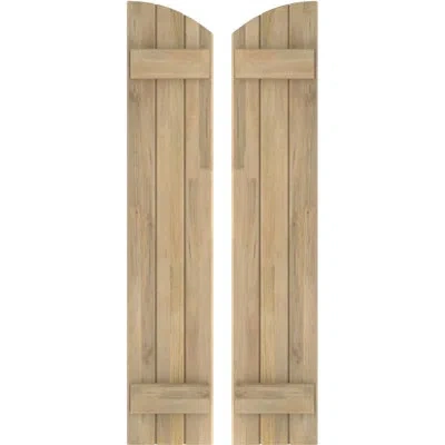 Ekena Millwork Americraft (2 Batten) Joined Board-n-batten Shutters W/ Elliptical Top (per Pair) In Unfinished
