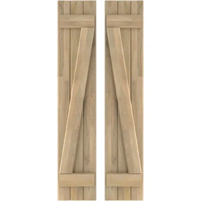 Ekena Millwork Americraft (2 Batten) Joined Board-n-batten Shutters W/ Z-bar (per Pair) In Unfinished