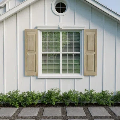 Ekena Millwork Americraft Two Equal Raised Panel Shutters (per Pair) In Unfinished