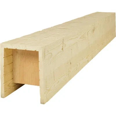 Ekena Millwork Americraft Wood Hand Hewn Beam, 3-sided (u-beam), 7 1/2"w X 7 1/2"h X 192"l, Stain Grade Pine In Brown
