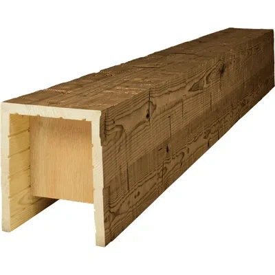 Ekena Millwork Americraft Wood Hand Hewn Beam, 3-sided (u-beam), 7 1/2"w X 9 1/2"h X 144"l, Espresso Finish, Stain  In Brown