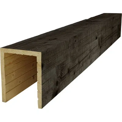 Ekena Millwork Americraft Wood Resawn Beam, 3-sided (u-beam), 3 1/2"w X 3 1/2"h X 120"l, Ebony Finish, Stain Grade  In Brown