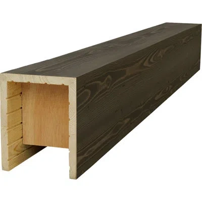 Ekena Millwork Americraft Wood Smooth Beam, 3-sided (u-beam), 7 1/2"w X 7 1/2"h X 120"l, Ebony Finish, Stain Grade  In Brown
