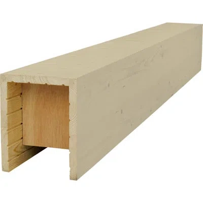 Ekena Millwork Americraft Wood Smooth Beam, 3-sided (u-beam), 9 1/2"w X 9 1/2"h X 72"l, White Washed Pickling Finis In Brown