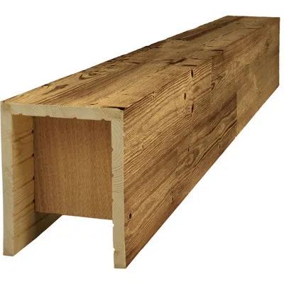 Ekena Millwork Americraft Wood Wire Brushed Beam, 3-sided (u-beam), 5 1/2"w X 7 1/2"h X 120"l, Golden Oak Finish, S In Brown