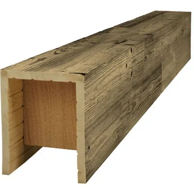 Ekena Millwork Americraft Wood Wire Brushed Beam, 3-sided (u-beam), 9 1/2"w X 9 1/2"h X 48"l, Dark Walnut Finish, S In Brown