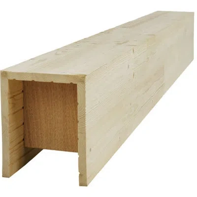 Ekena Millwork Americraft Wood Wire Brushed Beam, 3-sided (u-beam), 9 1/2"w X 9 1/2"h X 48"l, White Washed Pickling In Neutral