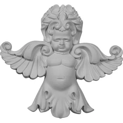 Ekena Millwork Angel 7 1/8"h X 6 1/2"w X 1 3/8"d On Lay Scroll In White