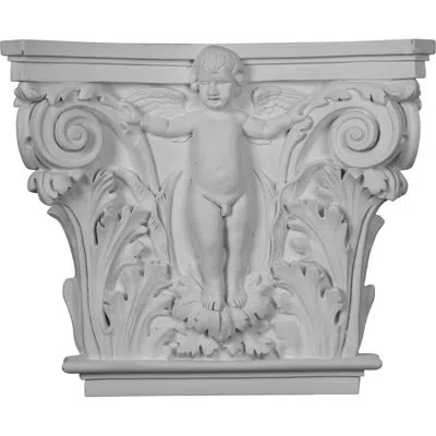 Ekena Millwork Angel Onlay Capital (fits Pilasters Up To 10 5/8"w X 1"d) (2-pack) In White