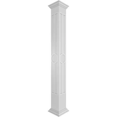 Ekena Millwork Artisan Square Non-tapered With Crown Capital & Crown Base Fretwork Column In White,gray