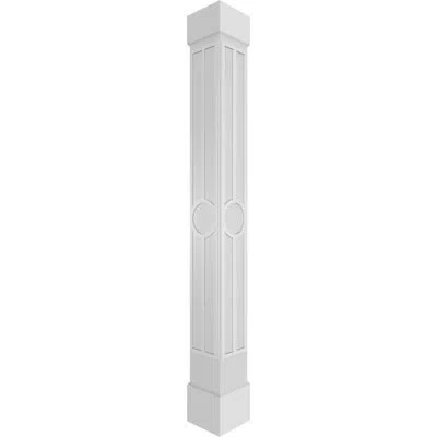 Ekena Millwork Artisan Square Non-tapered With Standard Capital & Standard Base Fretwork Column In White