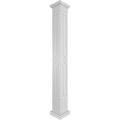 Ekena Millwork Artisan Square Non-tapered With Tuscan Capital & Tuscan Base Fretwork Column In Gray,white