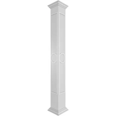 Ekena Millwork Arts & Crafts Square Non-tapered With Crown Capital & Crown Base Fretwork Column In Gray,white