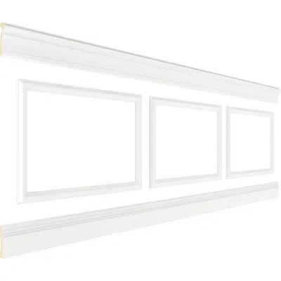 Ekena Millwork Ashford Square Panel Traditional Wainscot Paneling Kit In Primed White