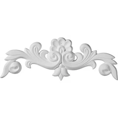 Ekena Millwork Benson 3 7/8"h X 10 5/8"w X 5/8"d Flowing Leaves Onlay Center In White