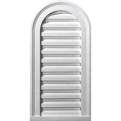 Ekena Millwork Cathedral Gable Vent Louver, Functional In White
