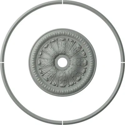 Ekena Millwork Ceiling Ring With 27 7/8"od Ceiling Medallion Tomango Egg & Dart Light Accent Kit In Gray