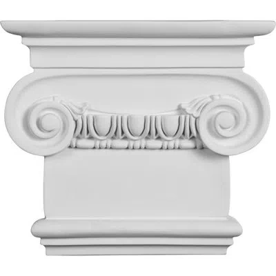 Ekena Millwork Classic Ionic Small Onlay Capital (2-pack) In White
