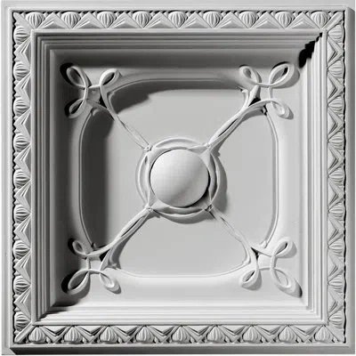 Ekena Millwork Colonial 2 Ft. X 2 Ft. Polyurethane Ceiling Tile In White In Primed