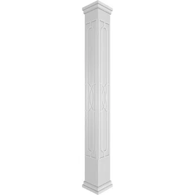 Ekena Millwork Craftsman Classic Calico Square Non-tapered With Prairie Capital & Prairie Base Fretwork Column In White,gray