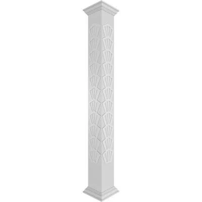 Ekena Millwork Craftsman Classic Coastal Square Non-tapered With Crown Capital & Crown Base Fretwork Column In Gray,white