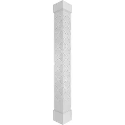 Ekena Millwork Craftsman Classic Square Non-tapered Large Marrakesh Fretwork Column W/ Mission Capital & Base In White