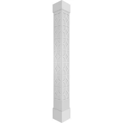 Ekena Millwork Craftsman Classic Square Non-tapered Magnolia Fretwork Column W/ Standard Capital & Base In Gray