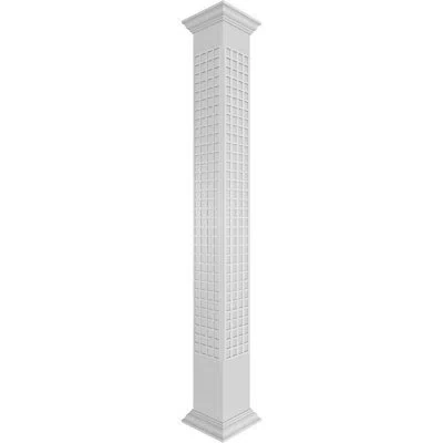 Ekena Millwork Craftsman Classic Square Non-tapered Manchester Fretwork Column W/ Crown Capital & Base In White