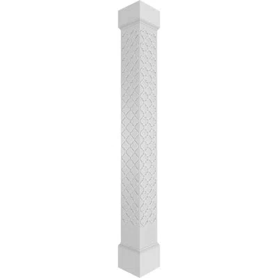 Ekena Millwork Craftsman Classic Square Non-tapered Medium Marrakesh Fretwork Column W/ Mission Capital & Base In Gray