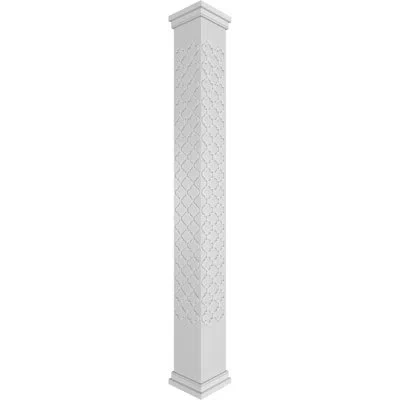 Ekena Millwork Craftsman Classic Square Non-tapered Medium Marrakesh Fretwork Column W/ Prairie Capital & Base In Gray