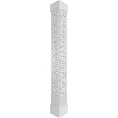Ekena Millwork Craftsman Classic Square Non-tapered Mid-century Fretwork Column W/ Standard Capital & Base In Gray
