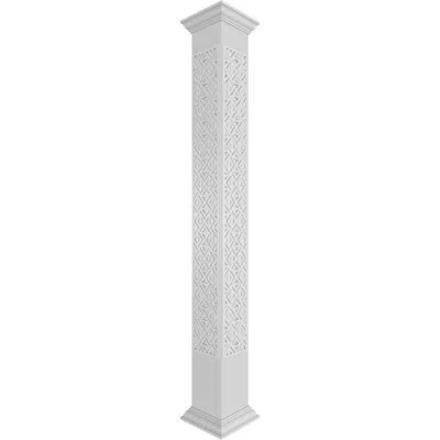 Ekena Millwork Craftsman Classic Square Non-tapered Mid-century Fretwork Column With Crown Capital & Base In Gray
