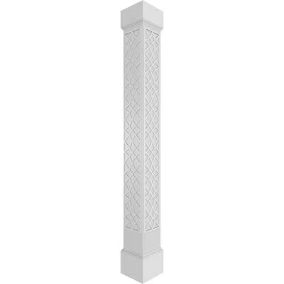 Ekena Millwork Craftsman Classic Square Non-tapered Mosaic Fretwork Column W/ Mission Capital & Base In Gray